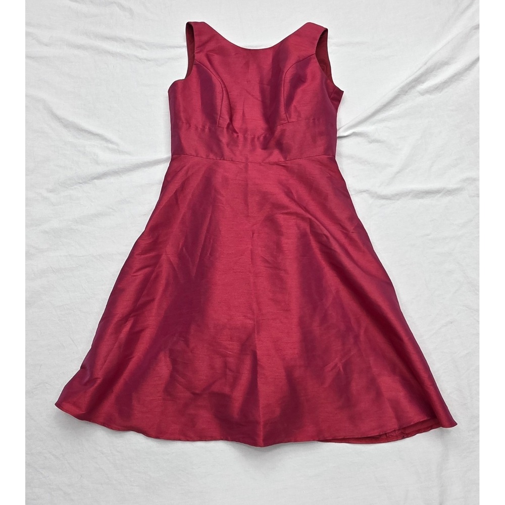 Alfred Sung Women's Red Dupioni Cocktail Length Sleeveless Dress Size 12